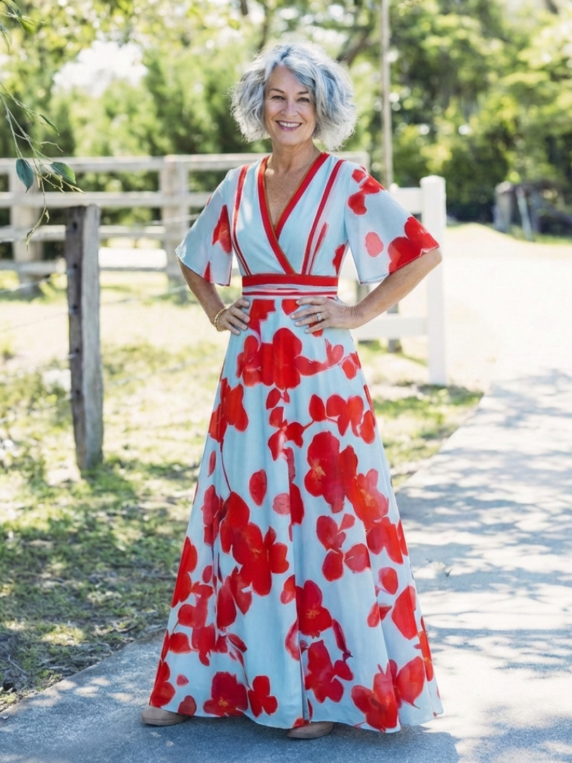 Kensington | Women's Floral Print Surplice Maxi Dress