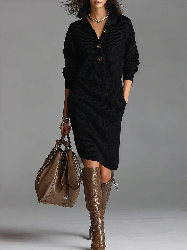 Wanda | Ribbed Knit Sweater Midi Dress