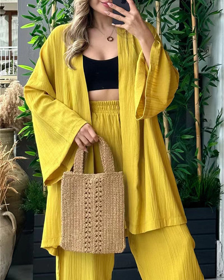 Layla | Women's Kimono Duster & Wide-Leg Pant Set