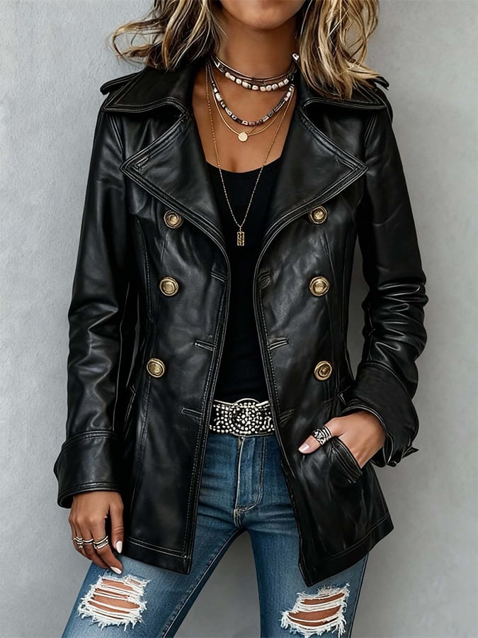 Vivienne | Women's Longline Leather Blazer