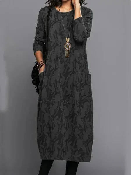 Aurelia | Long Sleeve Midi Dress With Pockets