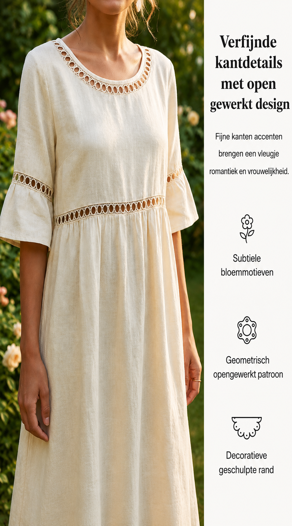 Oriana | Crochet Trim Midi Dress
