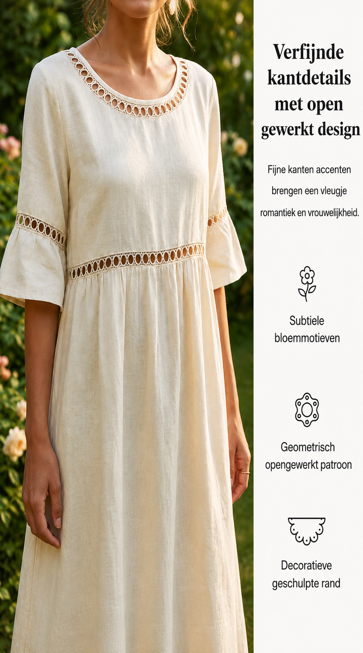 Oriana | Crochet Trim Midi Dress