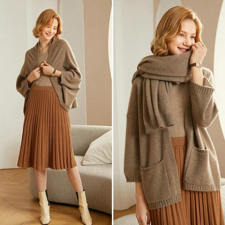 Riley | Women’s Soft Knit Cardigan and Shawl Set
