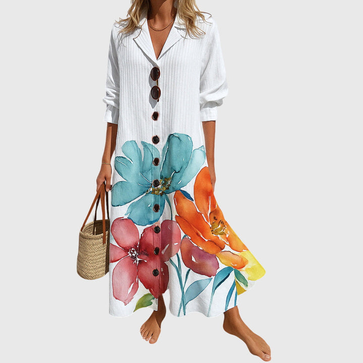 Isabella | Women's Printed Button-Front Maxi Dress