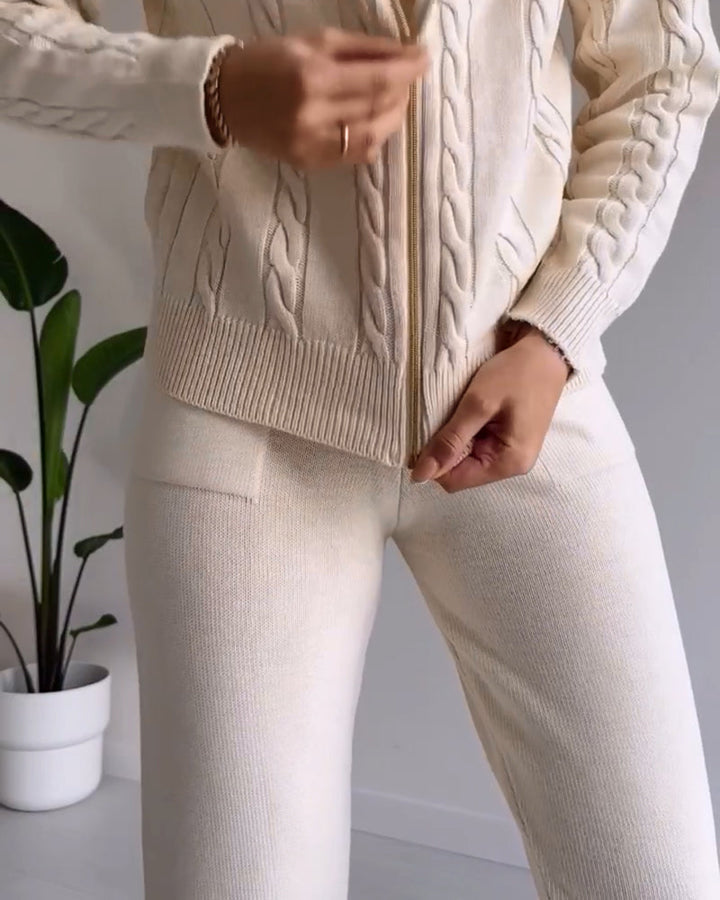 Anouk | Women's Cable-Knit Zip Hoodie & Legging Set