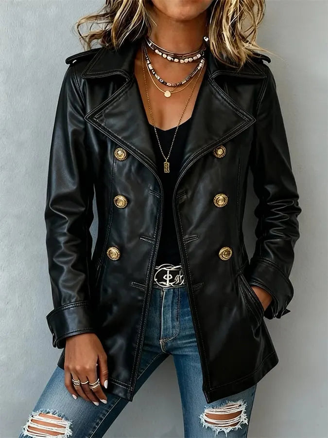 Vivienne | Women's Longline Leather Blazer
