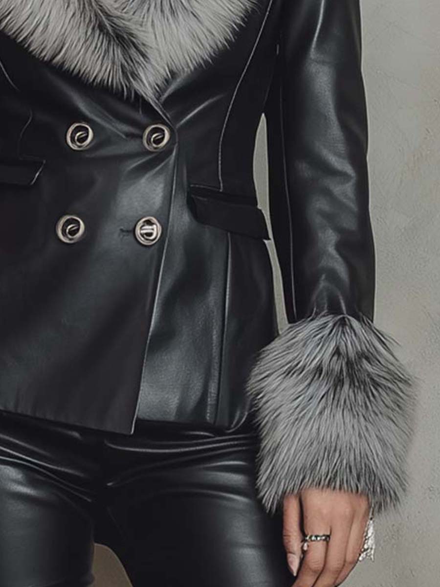 Ophelia | Women's Fur-Trimmed Leather Jacket