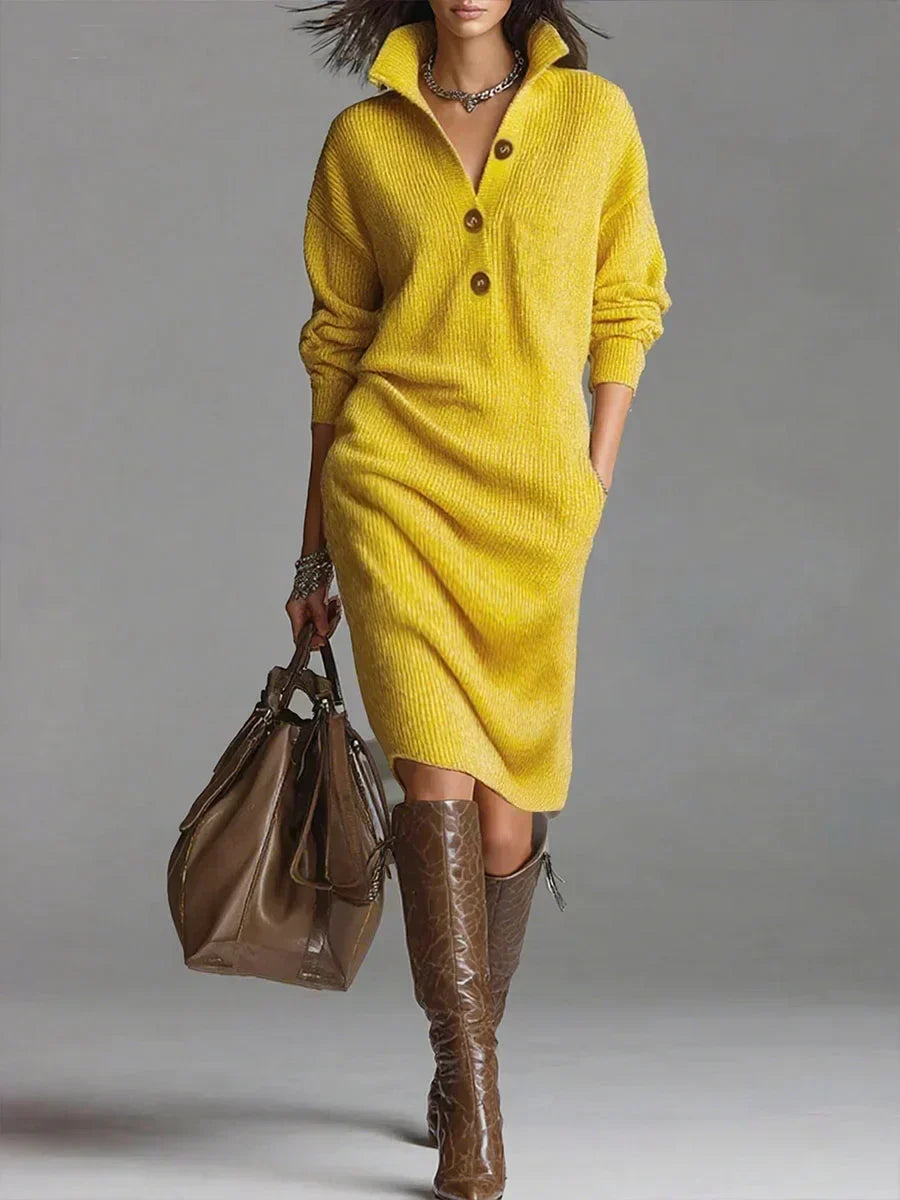 Wanda | Ribbed Knit Sweater Midi Dress