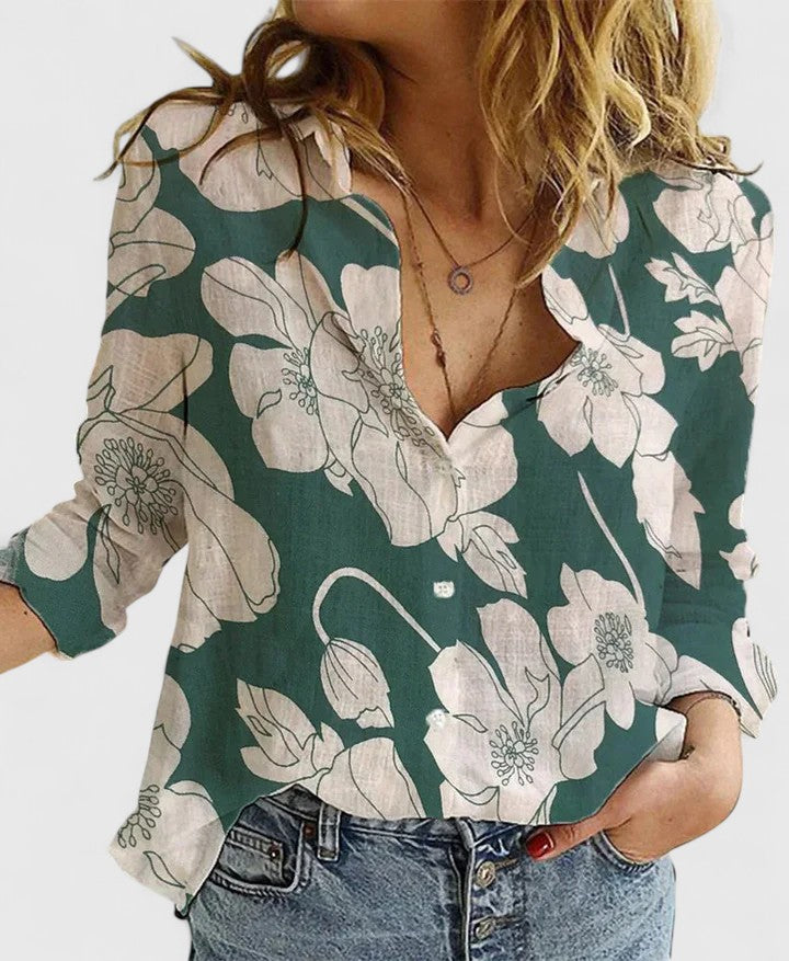 Harper | Women's Linen Button Down Shirt with Lapel Collar