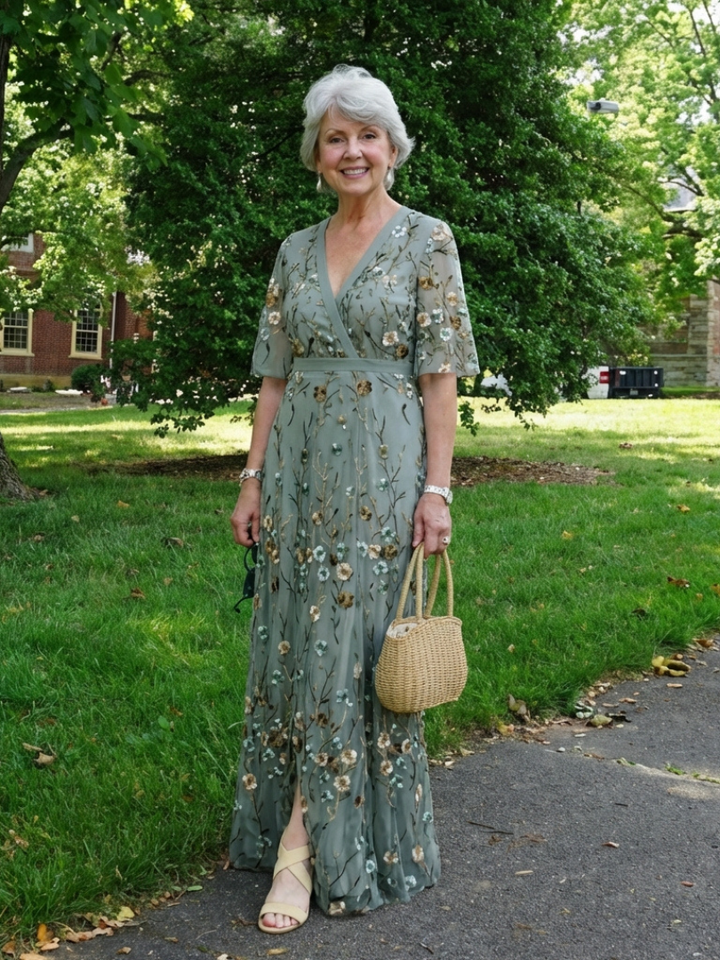 Eleanor | Women's Floral Embroidered Wrap Maxi Dress