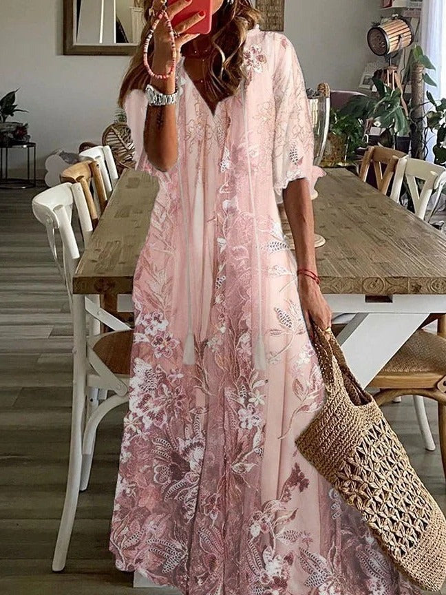 Selene | Floral Print Maxi Dress