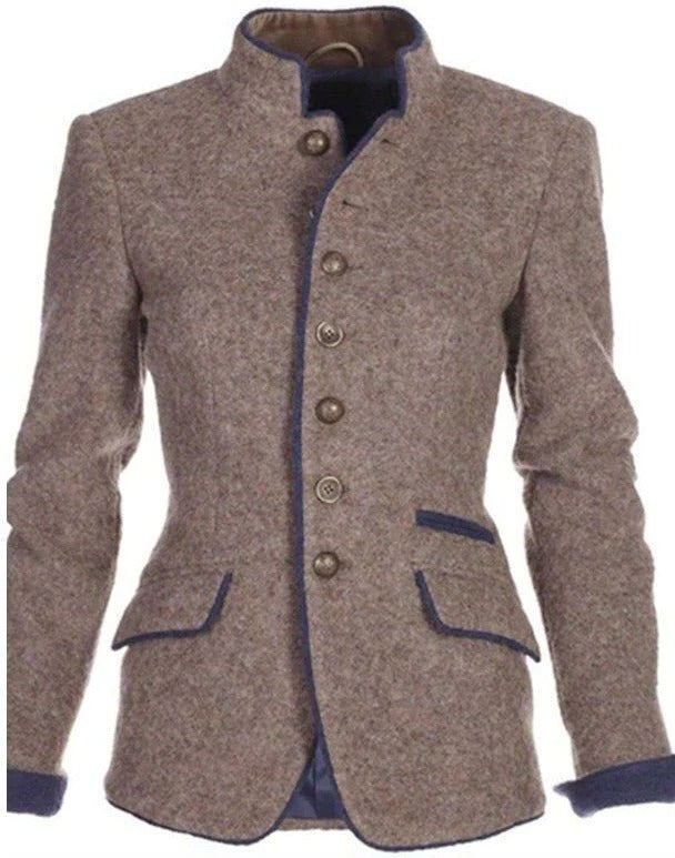Eleanor | Vintage Stand-Collar Two-Tone Blazer