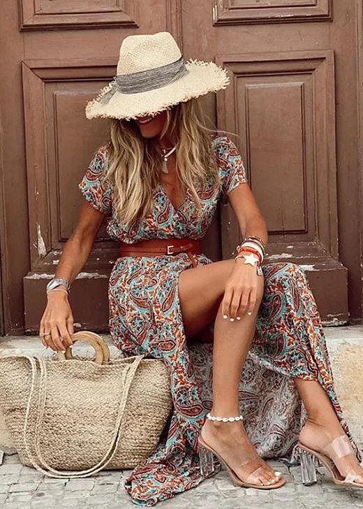 Kaylee | Airy Boho Maxi Dress With Matching Belt