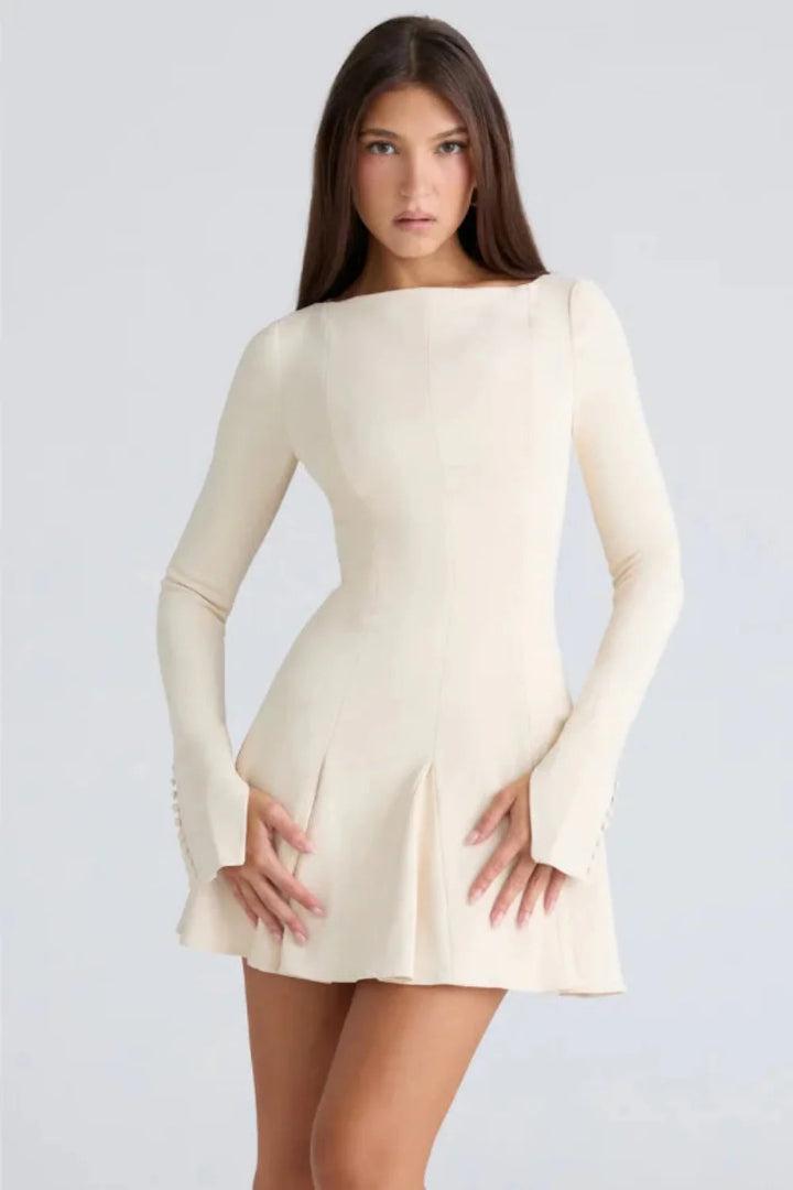 Chessie | White Long Sleeve Mini Dress