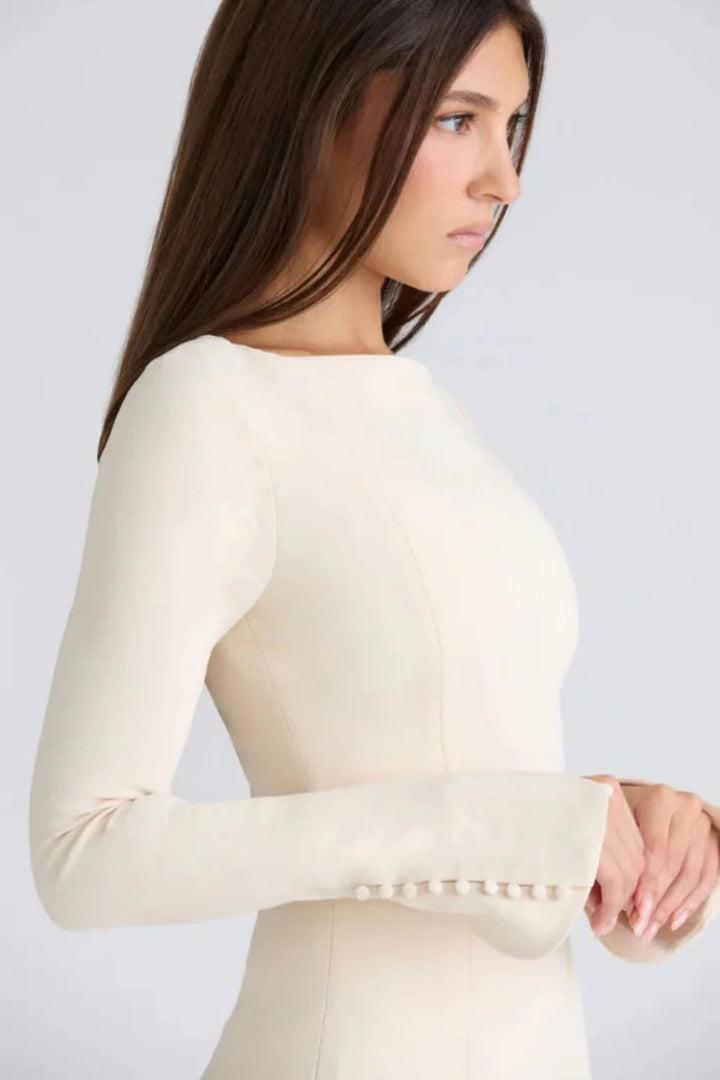 Chessie | White Long Sleeve Mini Dress