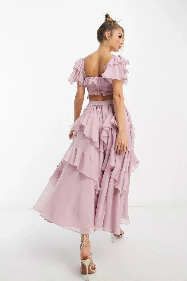 Freyna | Ruffle Two Piece Midi Dress