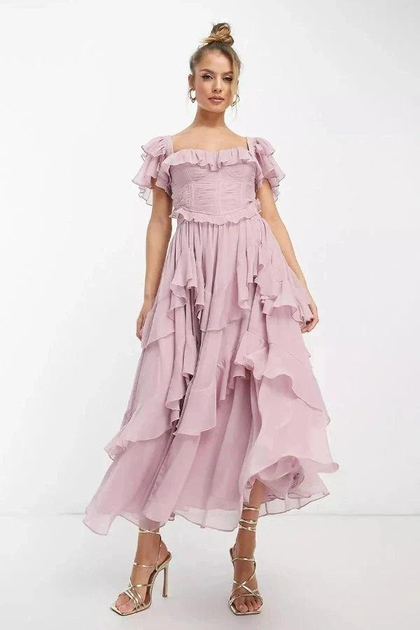 Freyna | Ruffle Two Piece Midi Dress