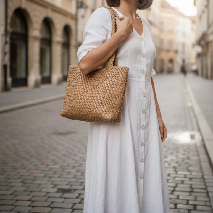 Avery | Women's Woven Leather Tote Bag