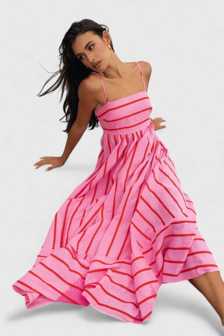 Victoria | Women's Strapless Striped Maxi Dress