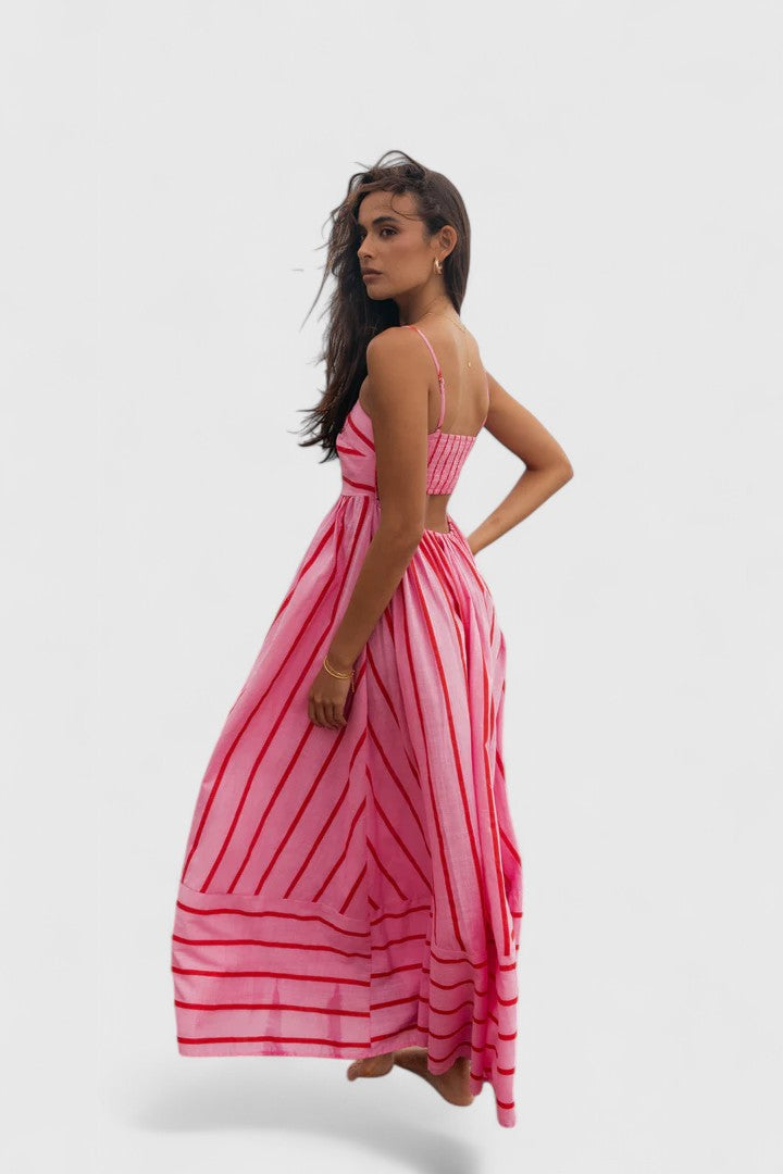 Victoria | Women's Strapless Striped Maxi Dress
