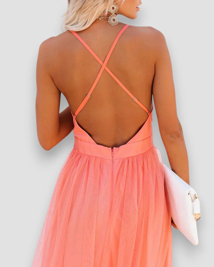 Davina | Plunging Mesh Maxi Dress