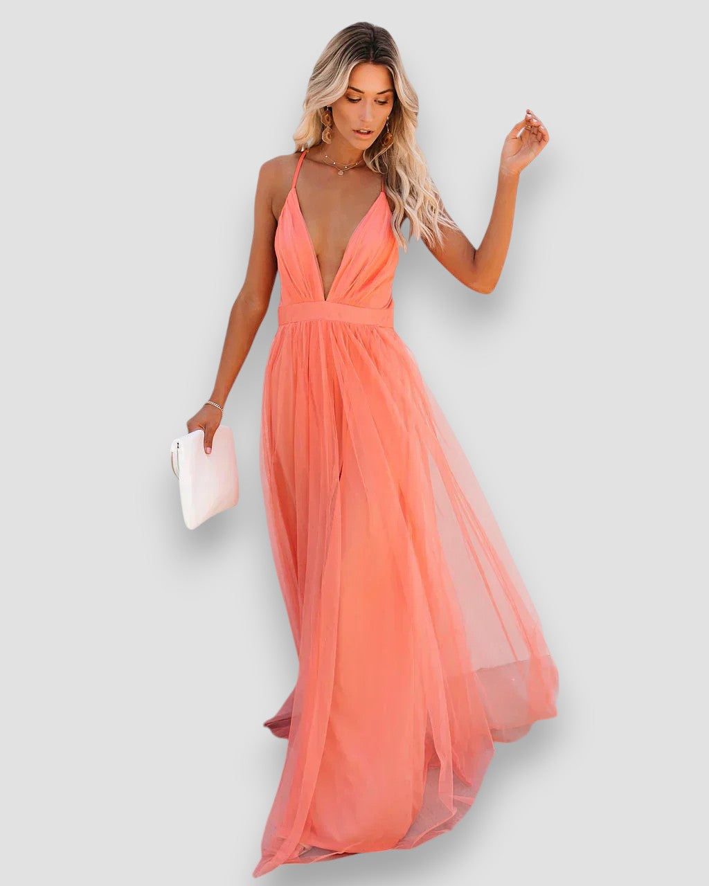 Davina | Plunging Mesh Maxi Dress