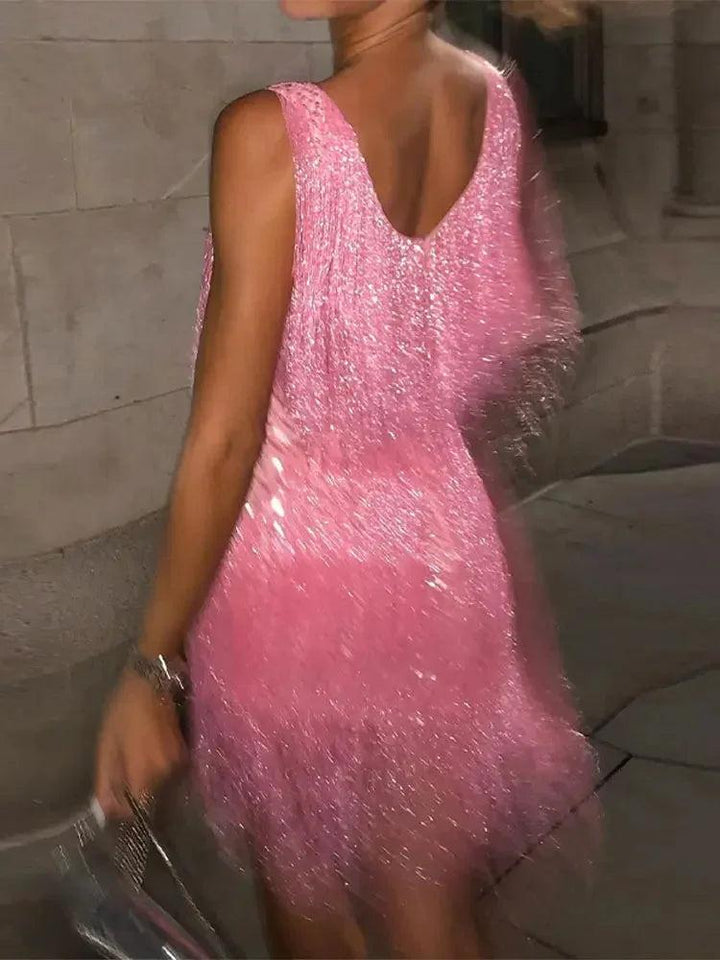 Ava | Women's Satin Fringe Mini Dress