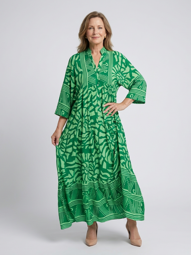 Emberly | Women's Printed Tiered Kaftan Maxi Dress