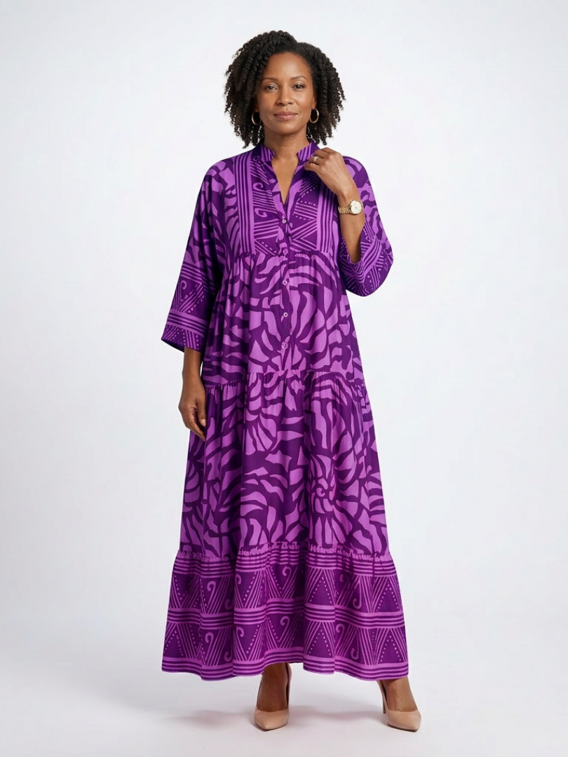 Emberly | Women's Printed Tiered Kaftan Maxi Dress
