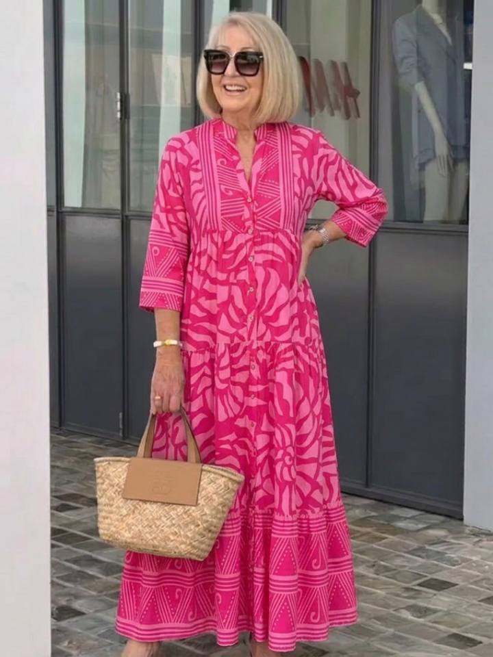 Emberly | Women's Printed Tiered Kaftan Maxi Dress