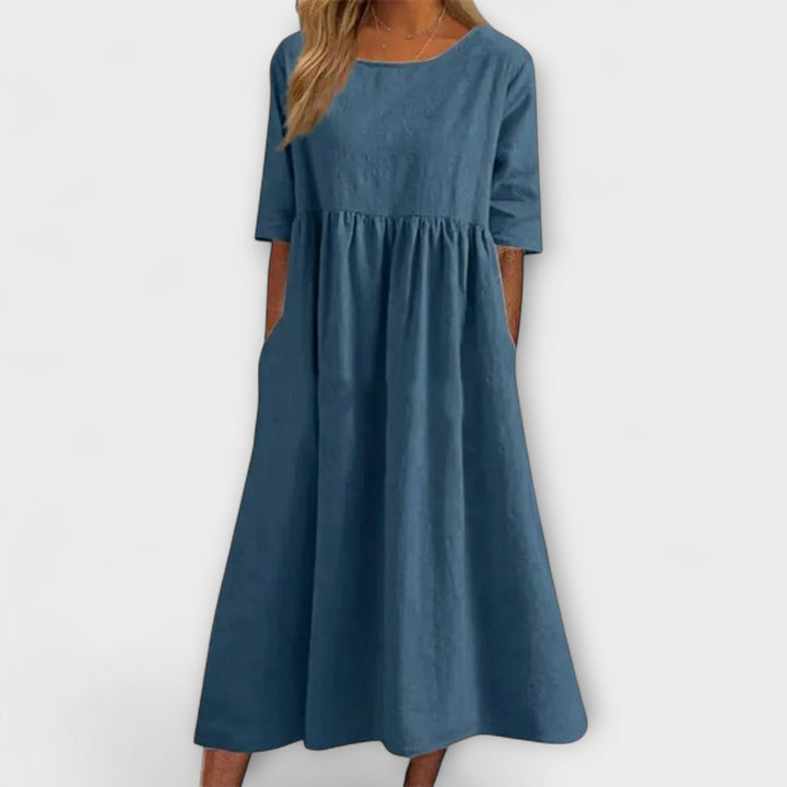 Eleanor | Women's Half Sleeve Empire Waist Midi Dress