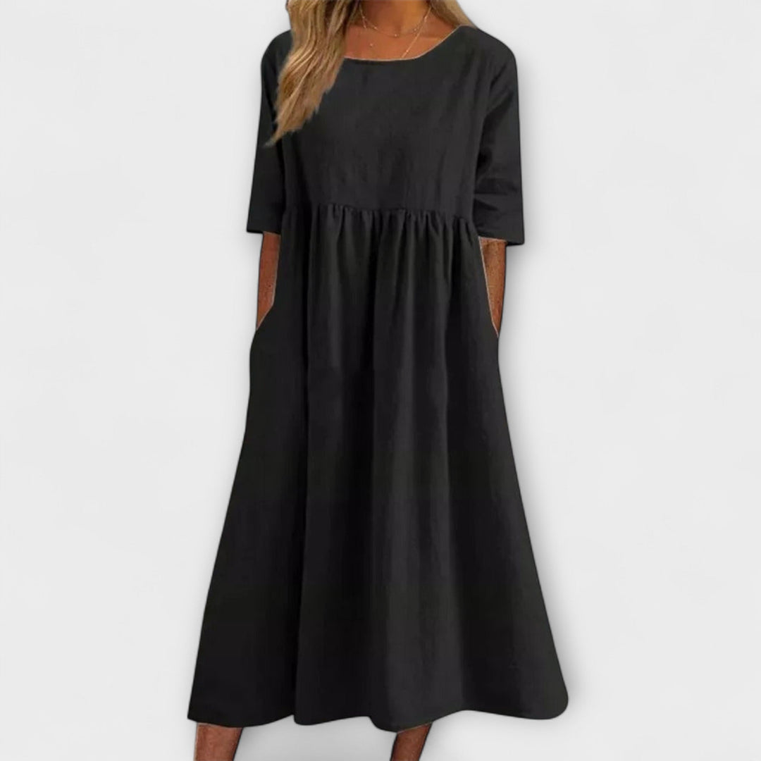 Eleanor | Women's Half Sleeve Empire Waist Midi Dress