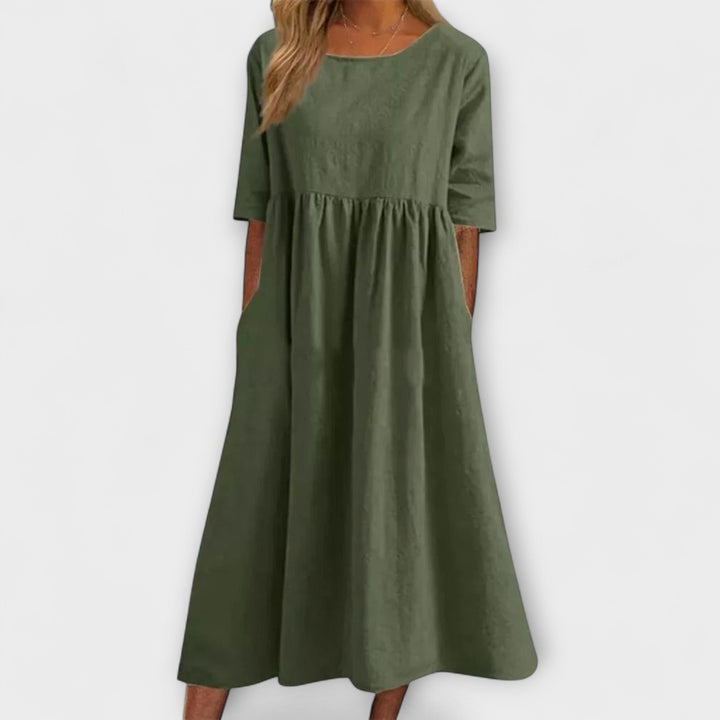 Eleanor | Women's Half Sleeve Empire Waist Midi Dress