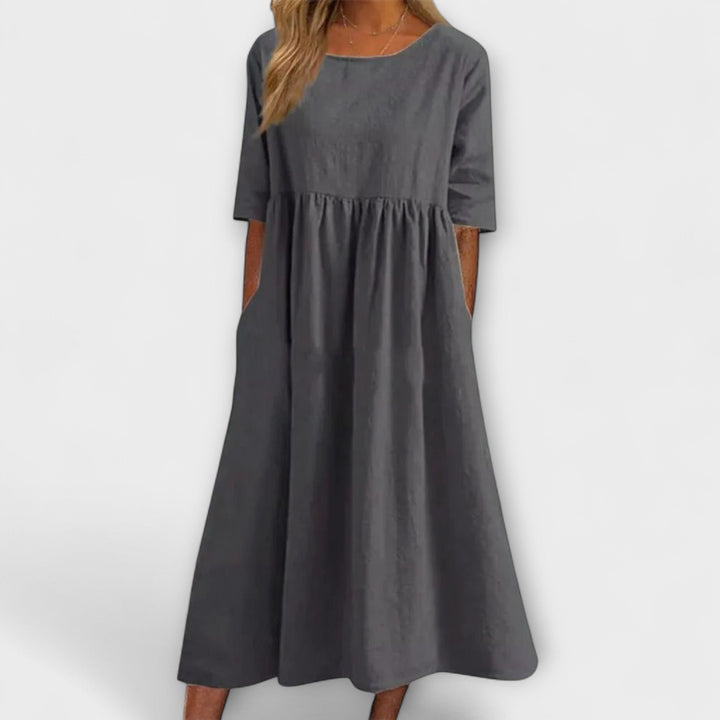 Eleanor | Women's Half Sleeve Empire Waist Midi Dress