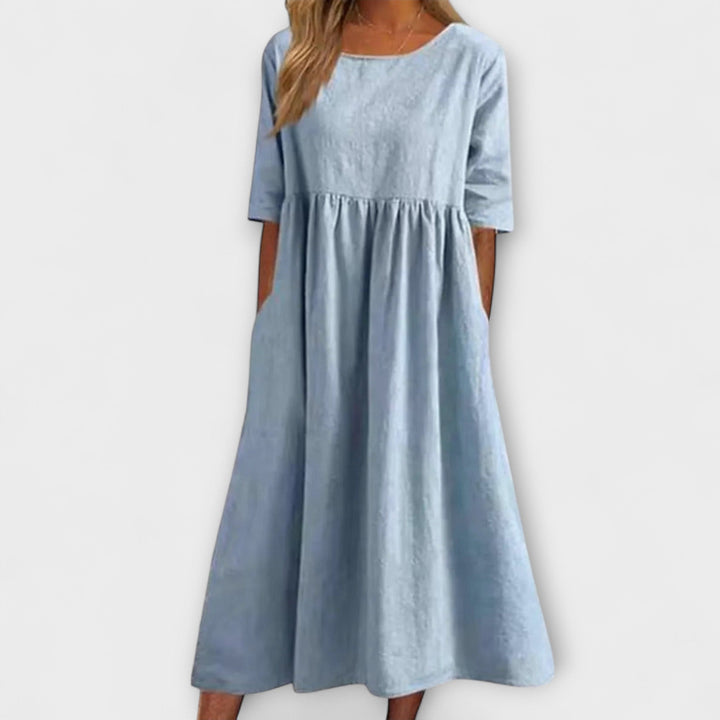 Eleanor | Women's Half Sleeve Empire Waist Midi Dress