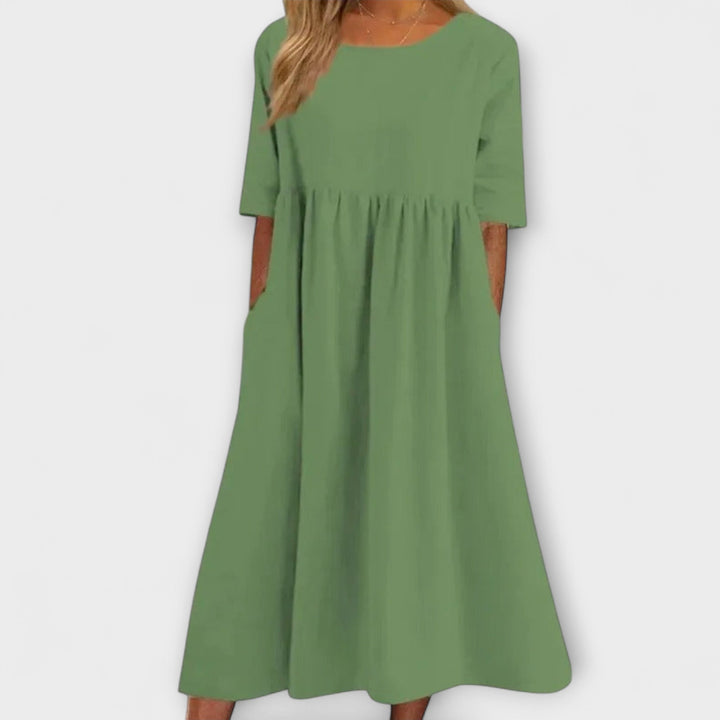 Eleanor | Women's Half Sleeve Empire Waist Midi Dress