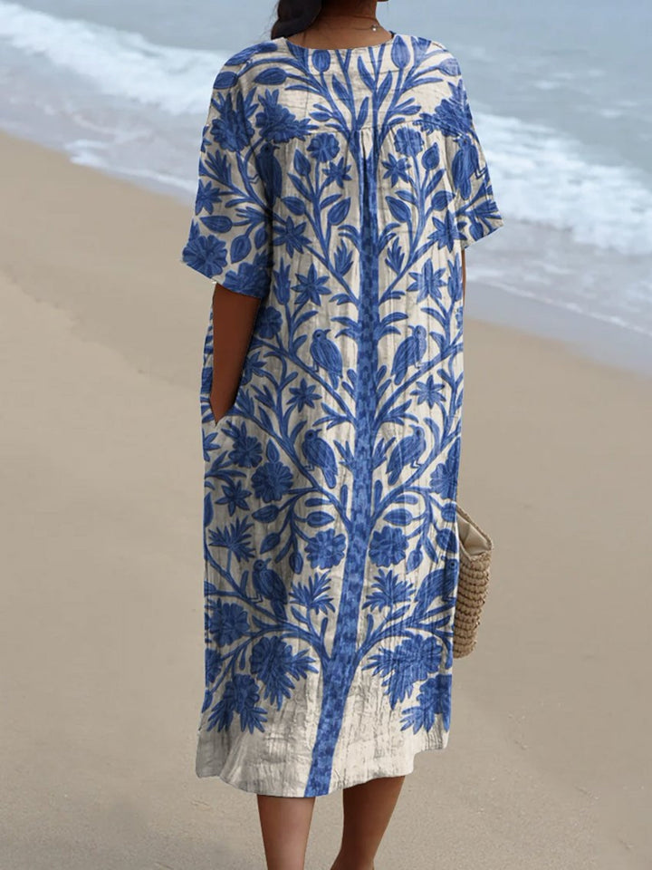 Jenna | Botanical Cotton Midi Dress