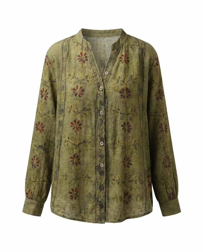 Brianna | Printed V-Neck Long Sleeve