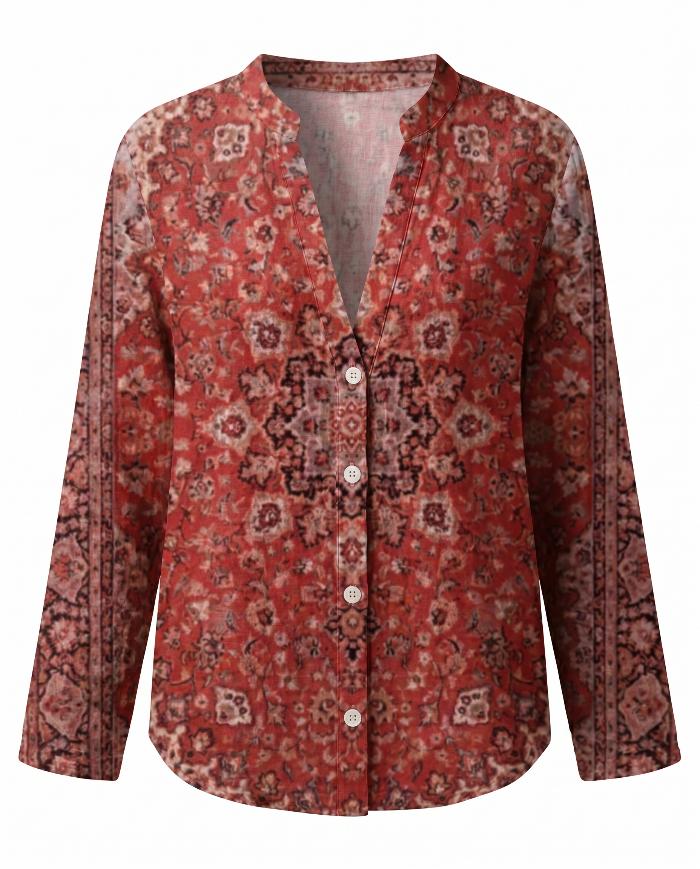 Brianna | Printed V-Neck Long Sleeve