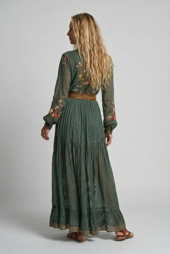 Dakota | Embroidered V Neck Maxi