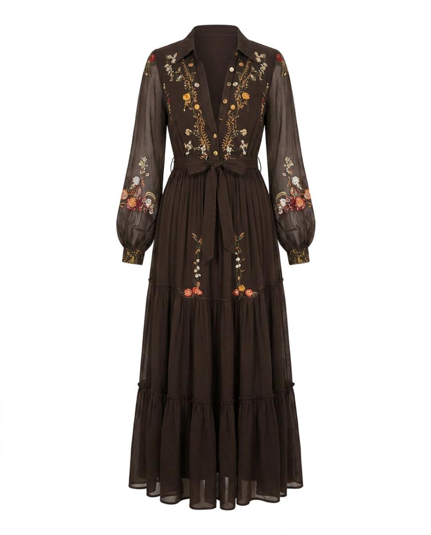 Dakota | Embroidered V Neck Maxi