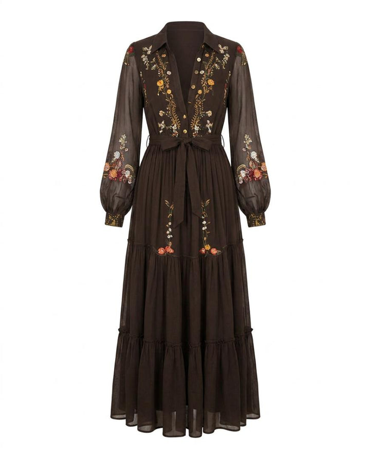 Dakota | Embroidered V Neck Maxi