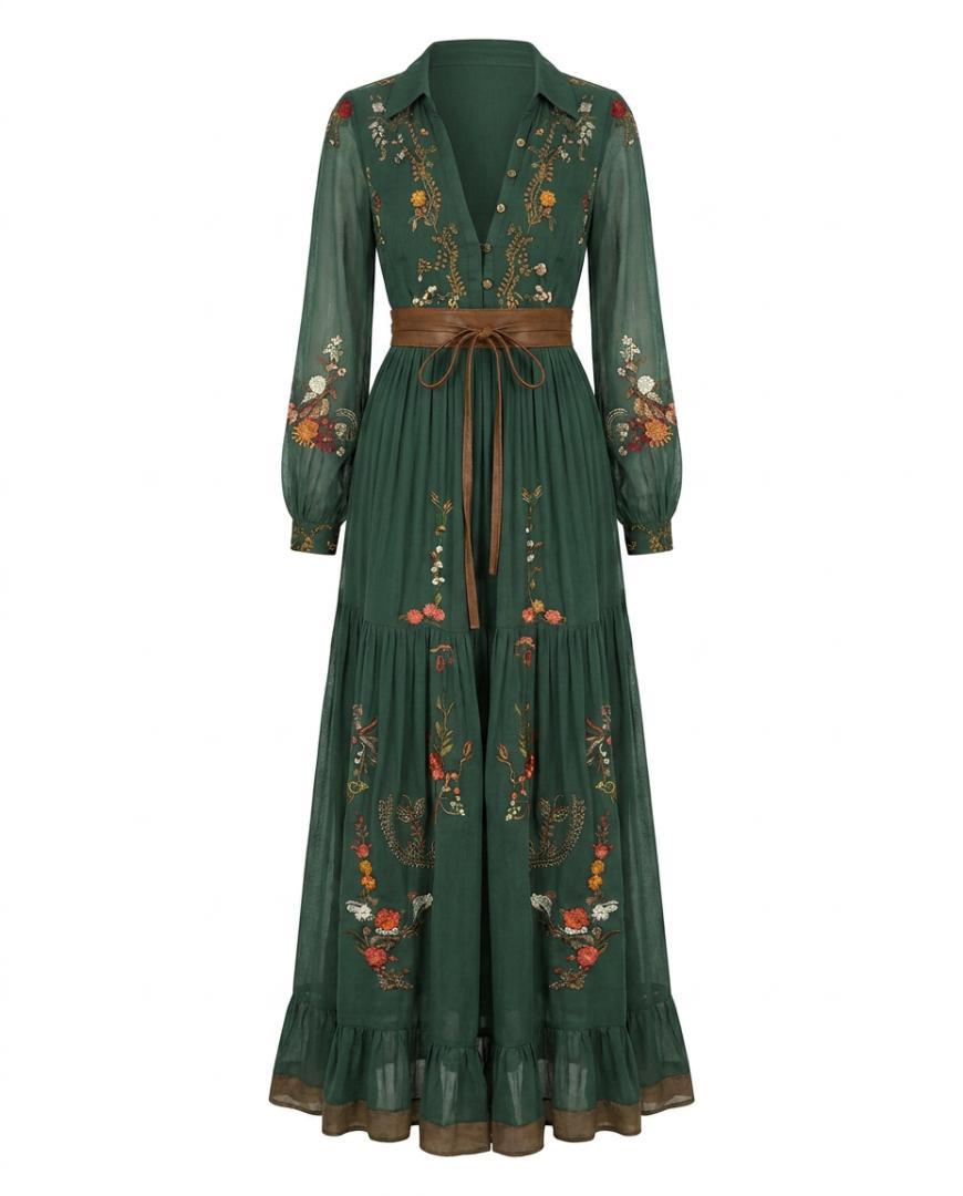 Dakota | Embroidered V Neck Maxi