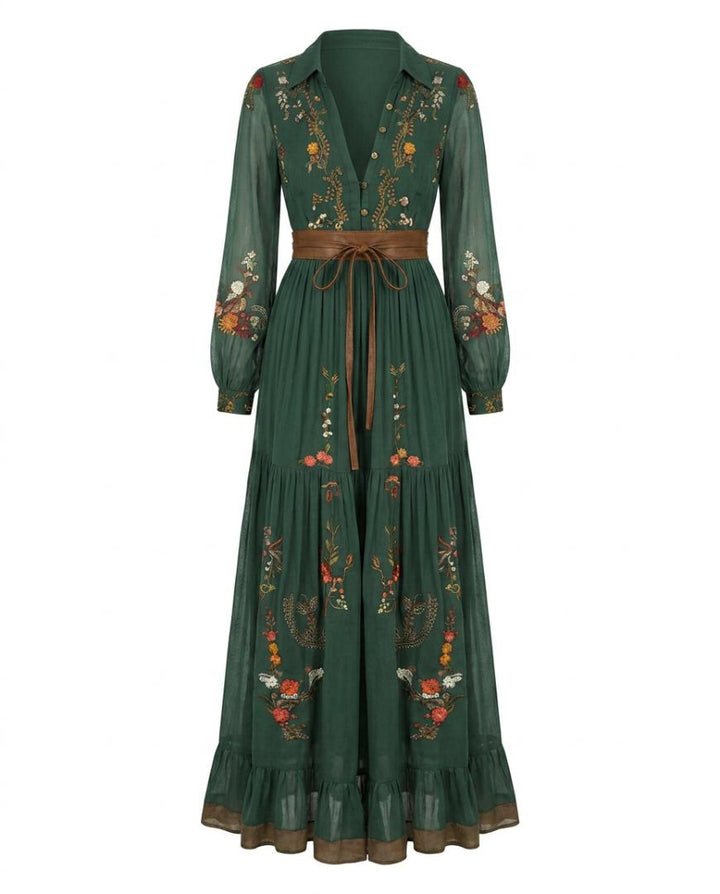 Dakota | Embroidered V Neck Maxi