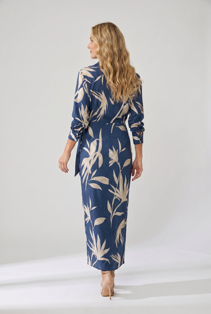Esther | Leaf Print Maxi Wrap V-Neck