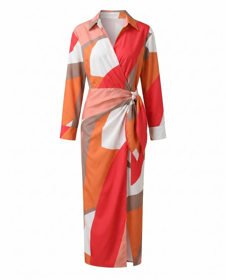 Esther | Leaf Print Maxi Wrap V-Neck