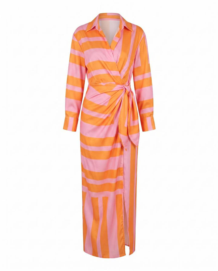 Esther | Leaf Print Maxi Wrap V-Neck
