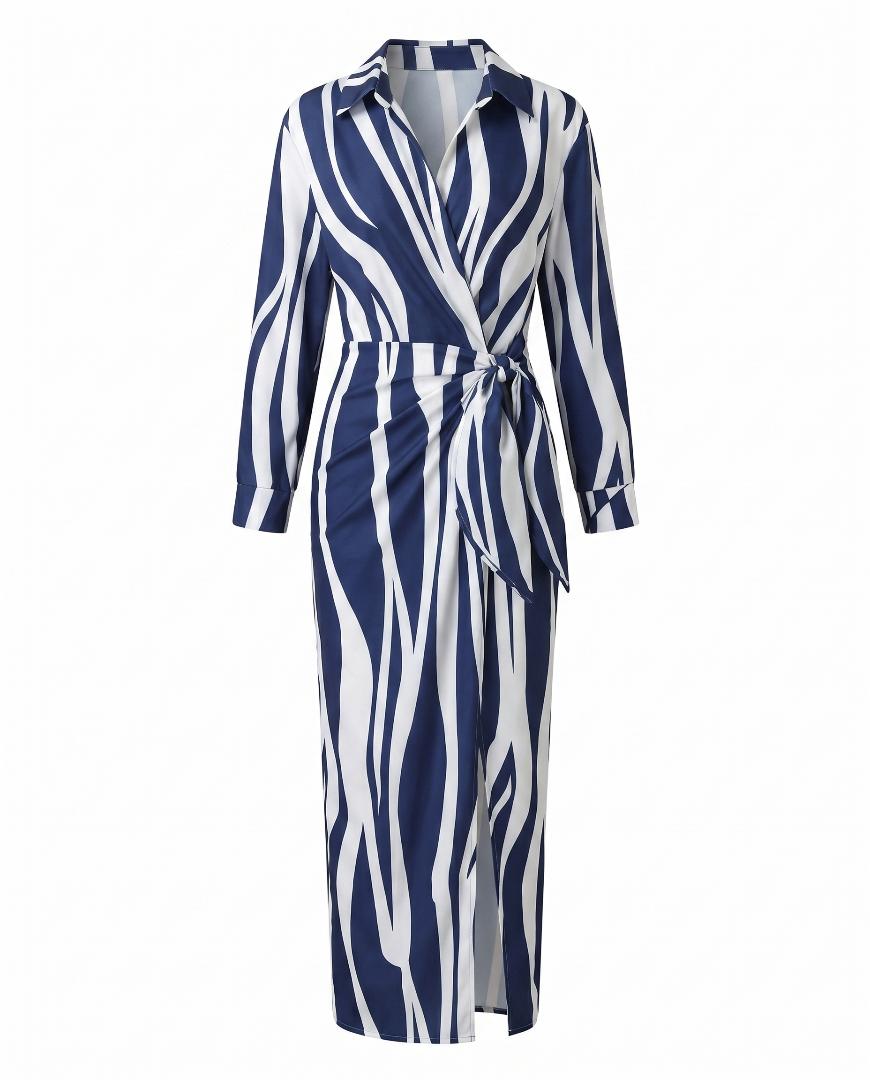 Esther | Leaf Print Maxi Wrap V-Neck
