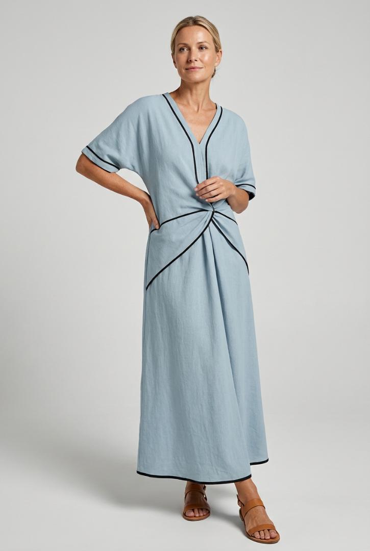 Cassandra | Twist Front Maxi V-Neck Trim